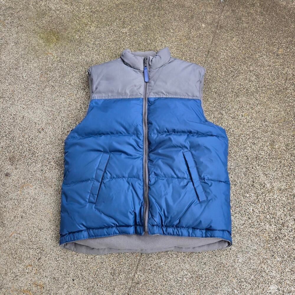 Vtg 90s OLD NAVY Plain Earthtone Outdoors Down Fill Zip Up Puffer Vest S Fit